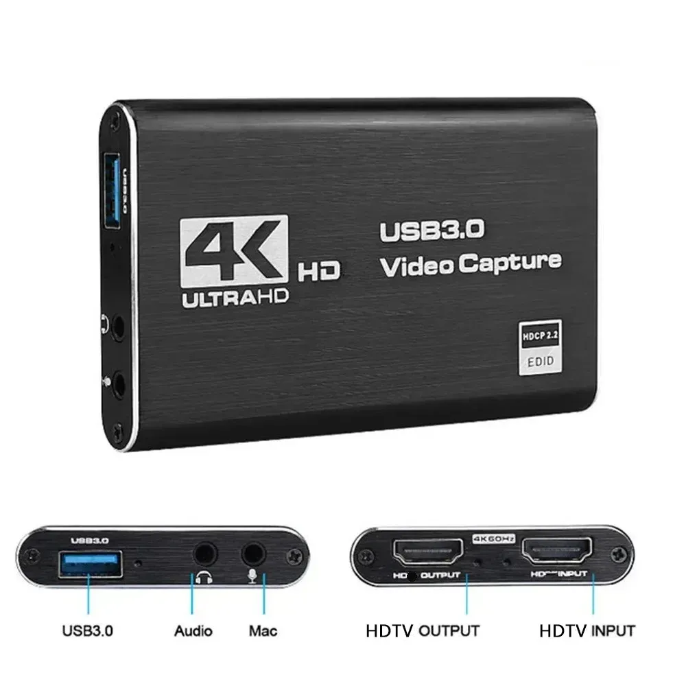 Carte de capture vidéo HDMI, enregistreur vidéo HD, boîtier de capture pour OBS, capture de jeu en direct, USB 3.0, 4K, 1080p, 60 fps
