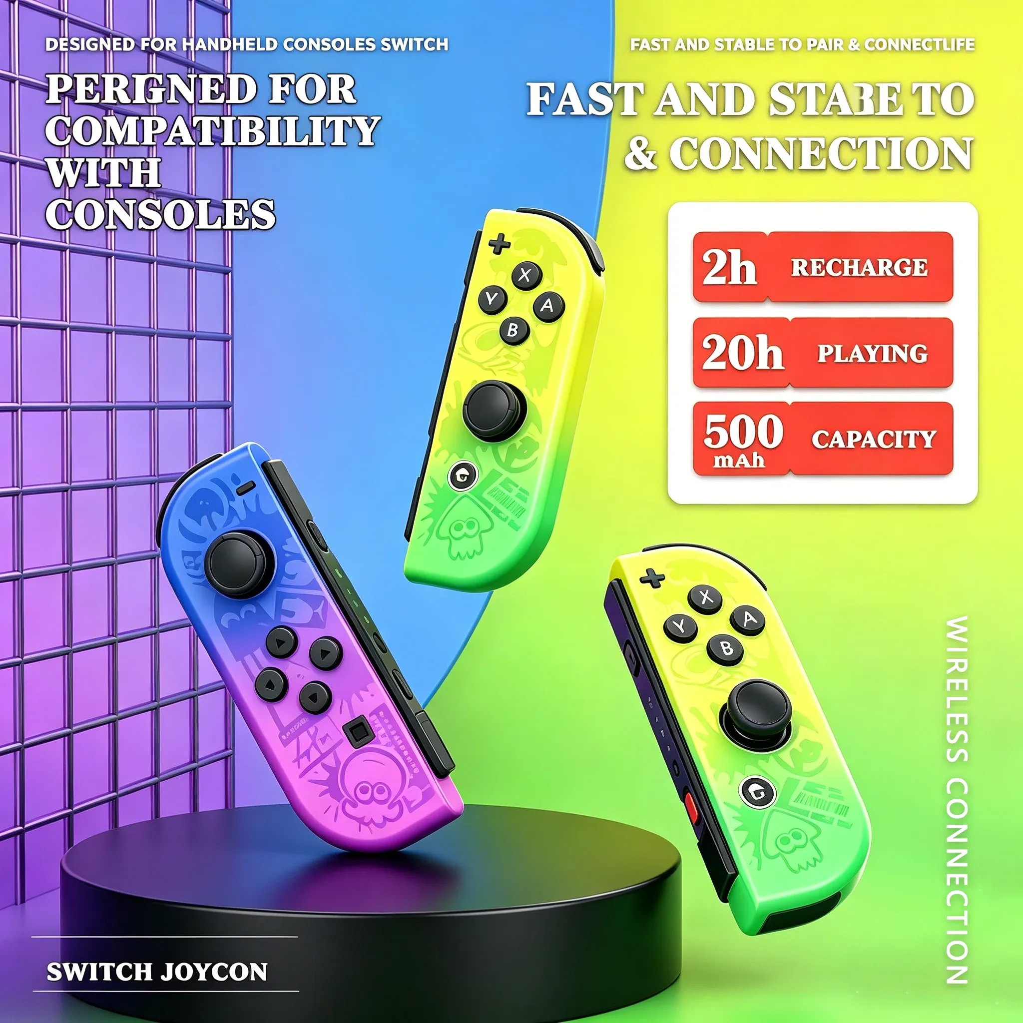 Manette sans fil Joy-Con pour Nintendo Switch avec double vibration 4