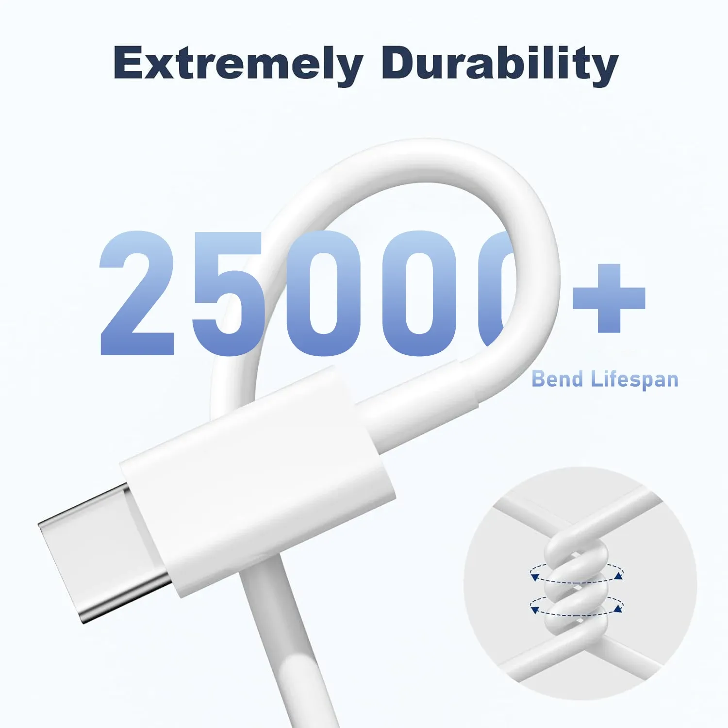 Câble de charge rapide USB vers USB-C pour iPhone 17 Pro Max, iPhone 16 Plus, iPhone 15, Samsung, Xiaomi et OnePlus – Transfert de données et charge 2