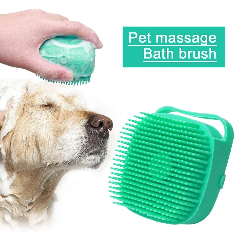 Brosse de shampooing pour chien, peigne de massage en silicone souple pour chat, épurateur de toilettage pour le bain, poils courts, 80 ml 2