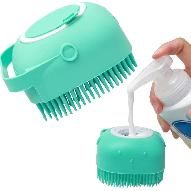 Brosse de shampooing pour chien, peigne de massage en silicone souple pour chat, épurateur de toilettage pour le bain, poils courts, 80 ml - Image 1