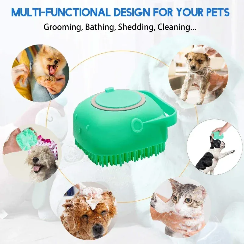 Brosse de shampooing pour chien, peigne de massage en silicone souple pour chat, épurateur de toilettage pour le bain, poils courts, 80 ml 5