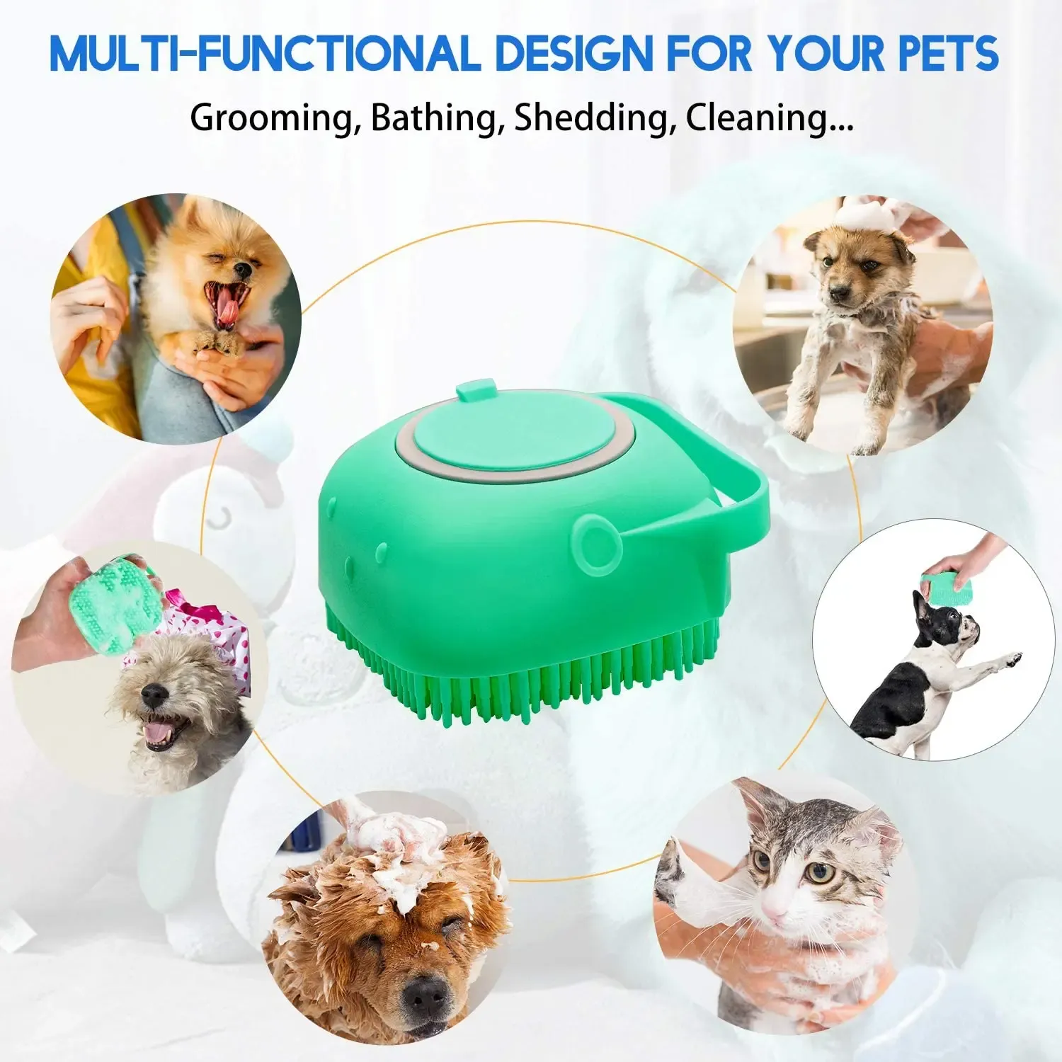 Brosse de shampoing pour chat en situation de toilettage