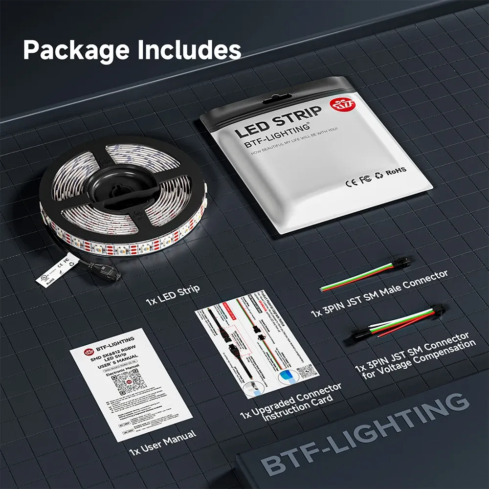 Bande LED adressable SK6812 RGBW 5 V, 4 en 1, IP30/IP65/IP67 3