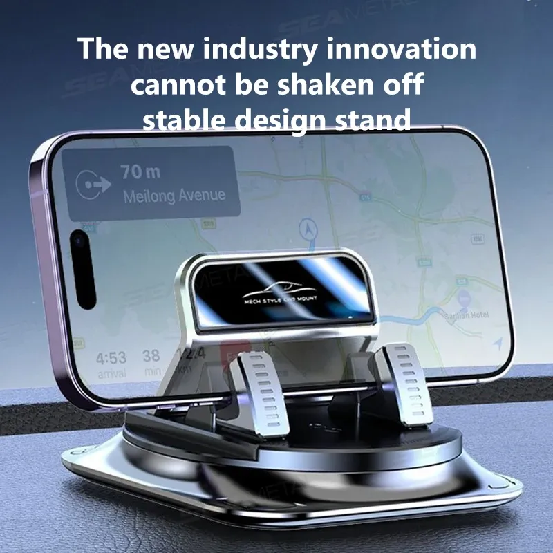 SEAMETAL – Support de téléphone pour voiture antidérapant en silicone, pivotant à 360 degrés, support de navigation universel pour tableau de bord 2