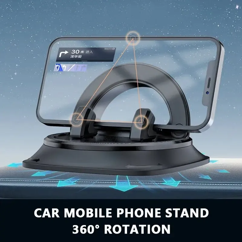 SEAMETAL – Support de téléphone pour voiture antidérapant en silicone, pivotant à 360 degrés, support de navigation universel pour tableau de bord 9