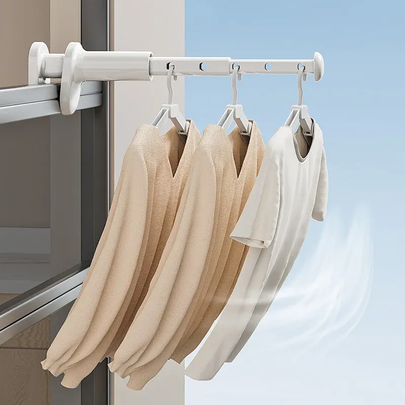Séchoir à linge rétractable et pliable pour balcon, sans perçage, fixation rapide 1