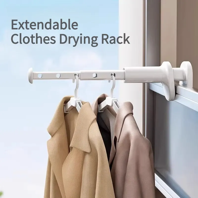 Séchoir à linge rétractable et pliable pour balcon, sans perçage, fixation rapide 3