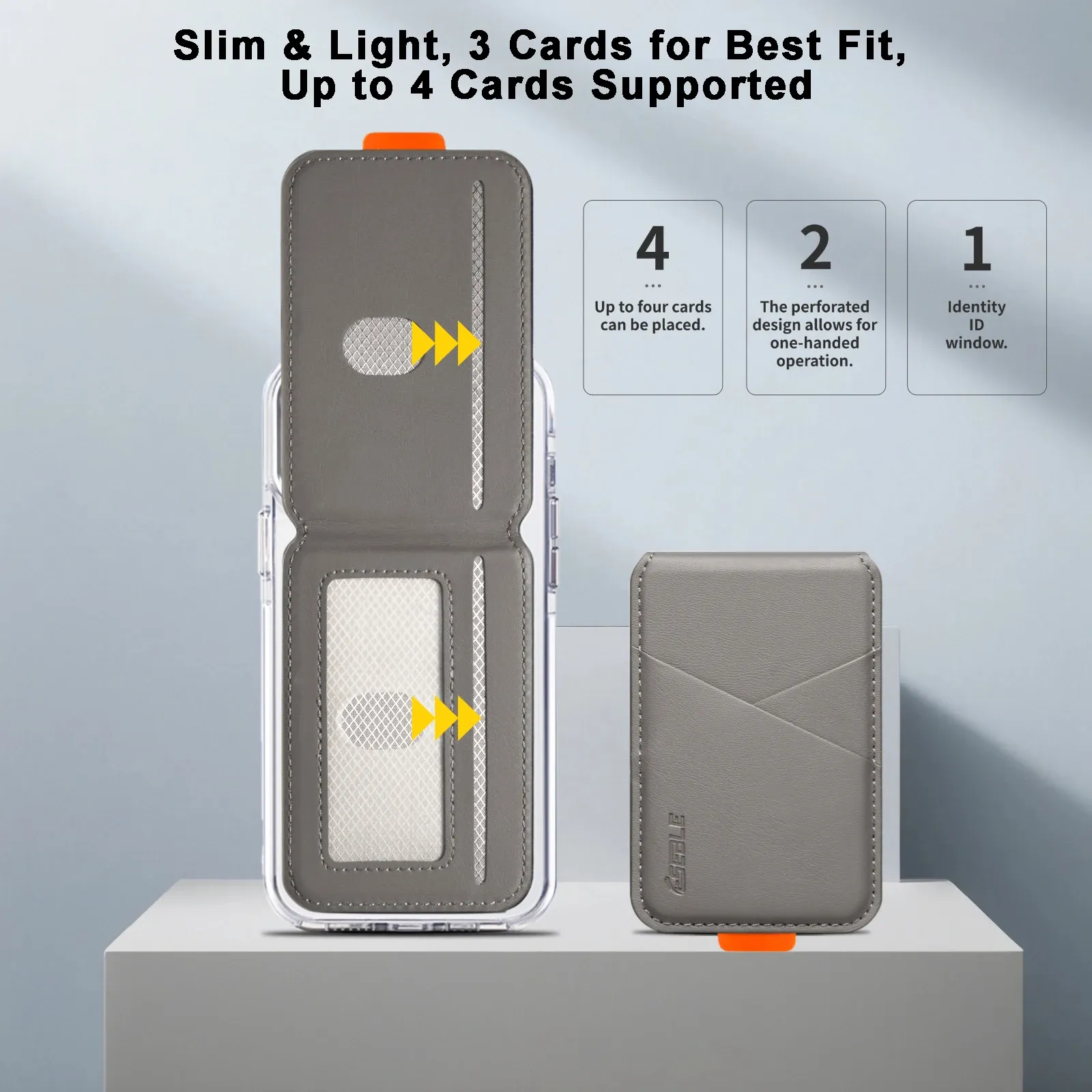 Porte-cartes magnétique en cuir PU avec protection anti-RFID, compatible smartphones à chargement sans fil magnétique 4