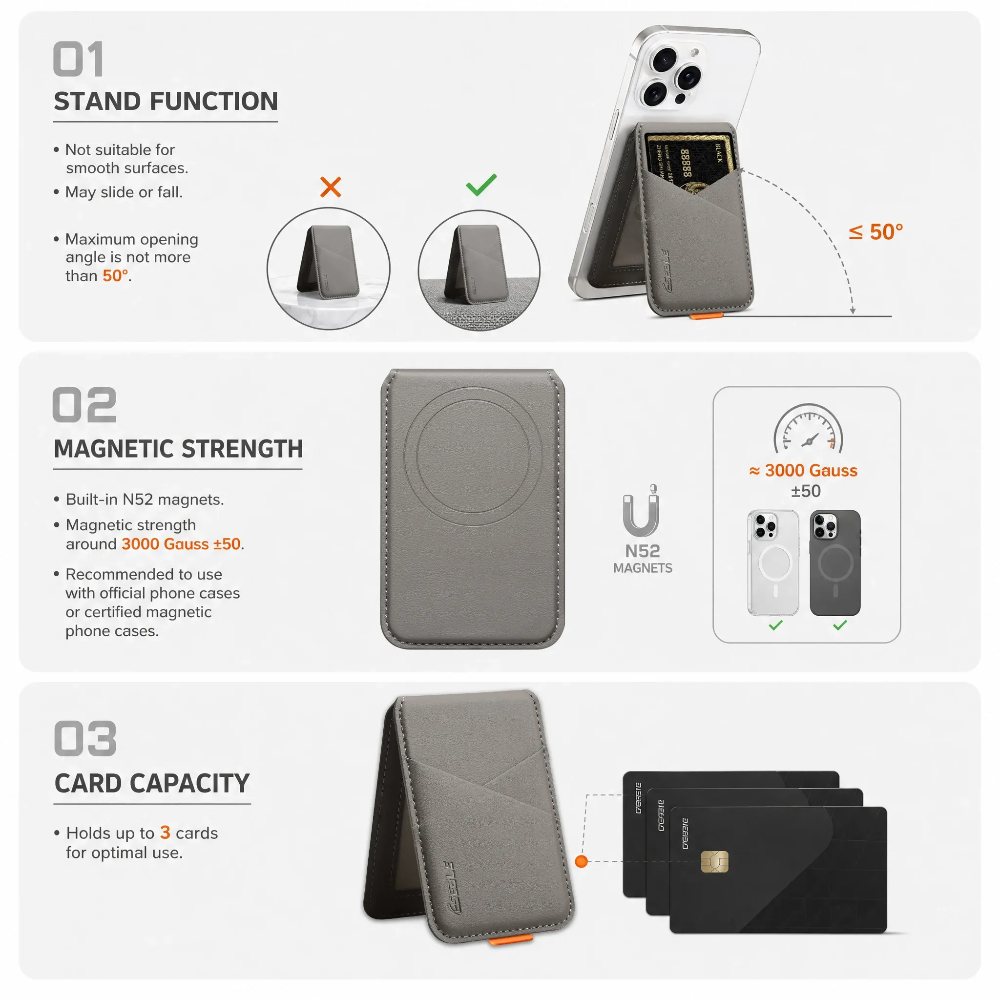 Porte-cartes magnétique en cuir PU avec protection anti-RFID, compatible smartphones à chargement sans fil magnétique 5