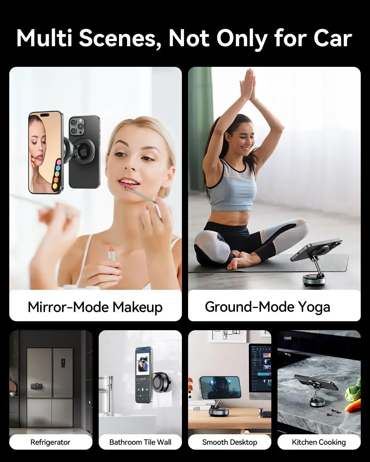 Support de téléphone magnétique puissant pour voiture K007/K009, design pliable à 360 °, support à ventouse réglable pour voiture, bureau, salle de bain, usage universel 3