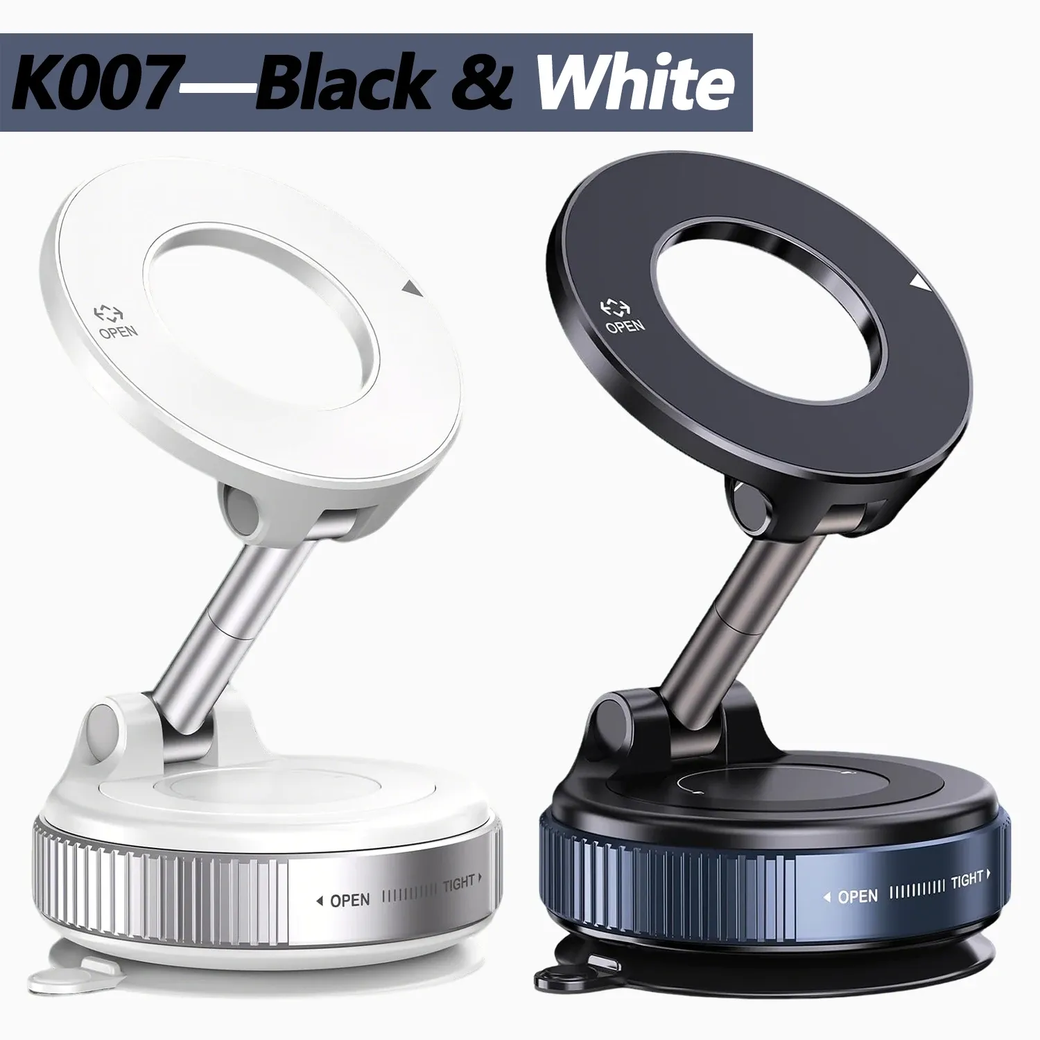 Support de téléphone magnétique puissant pour voiture K007/K009, design pliable à 360 °, support à ventouse réglable pour voiture, bureau, salle de bain, usage universel 13