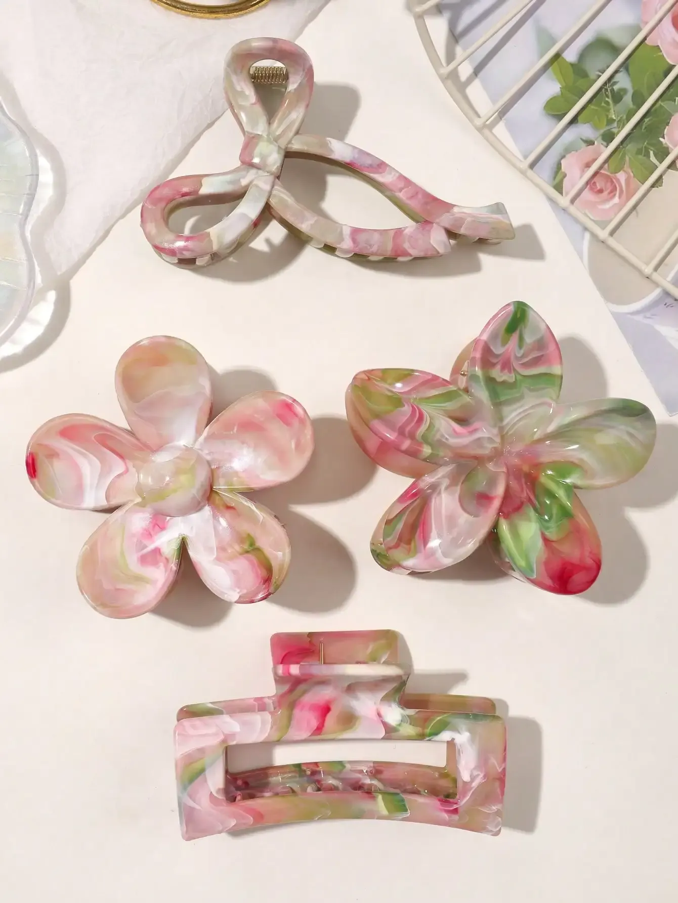 Pinces à cheveux à fleurs carrées, vue 12