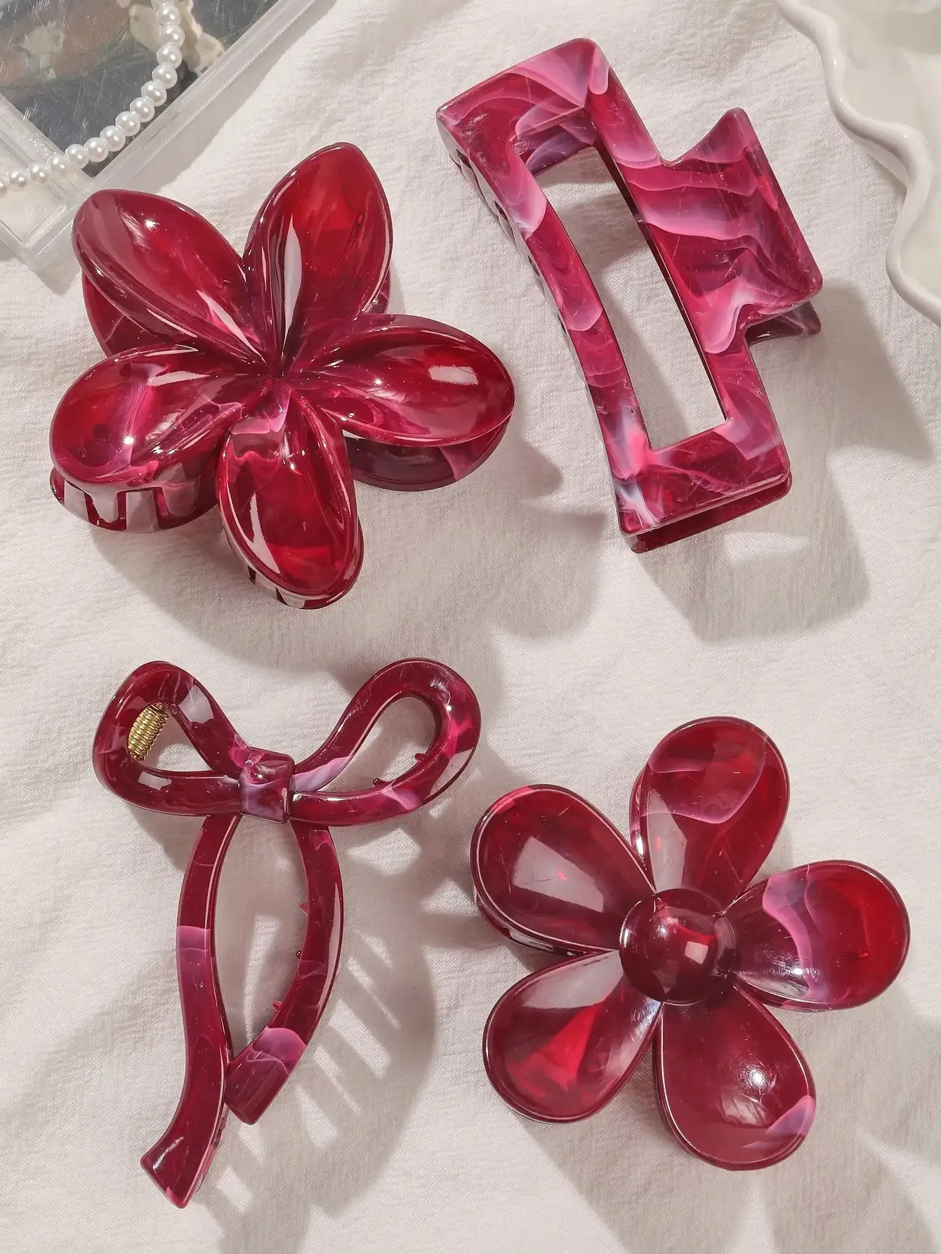 Pinces à cheveux à fleurs carrées, vue 4