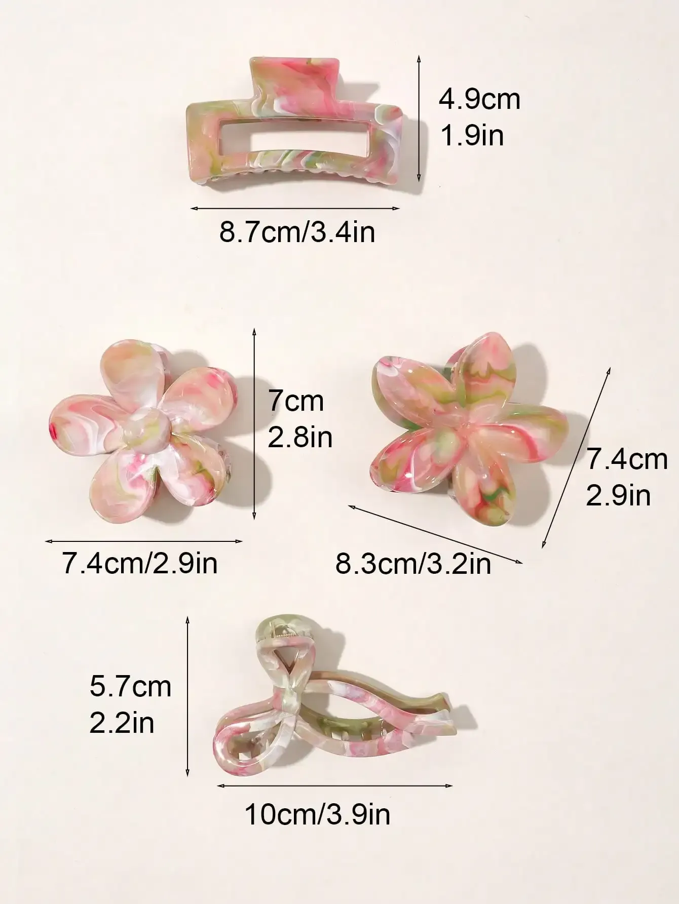 Pinces à cheveux à fleurs carrées, vue 15