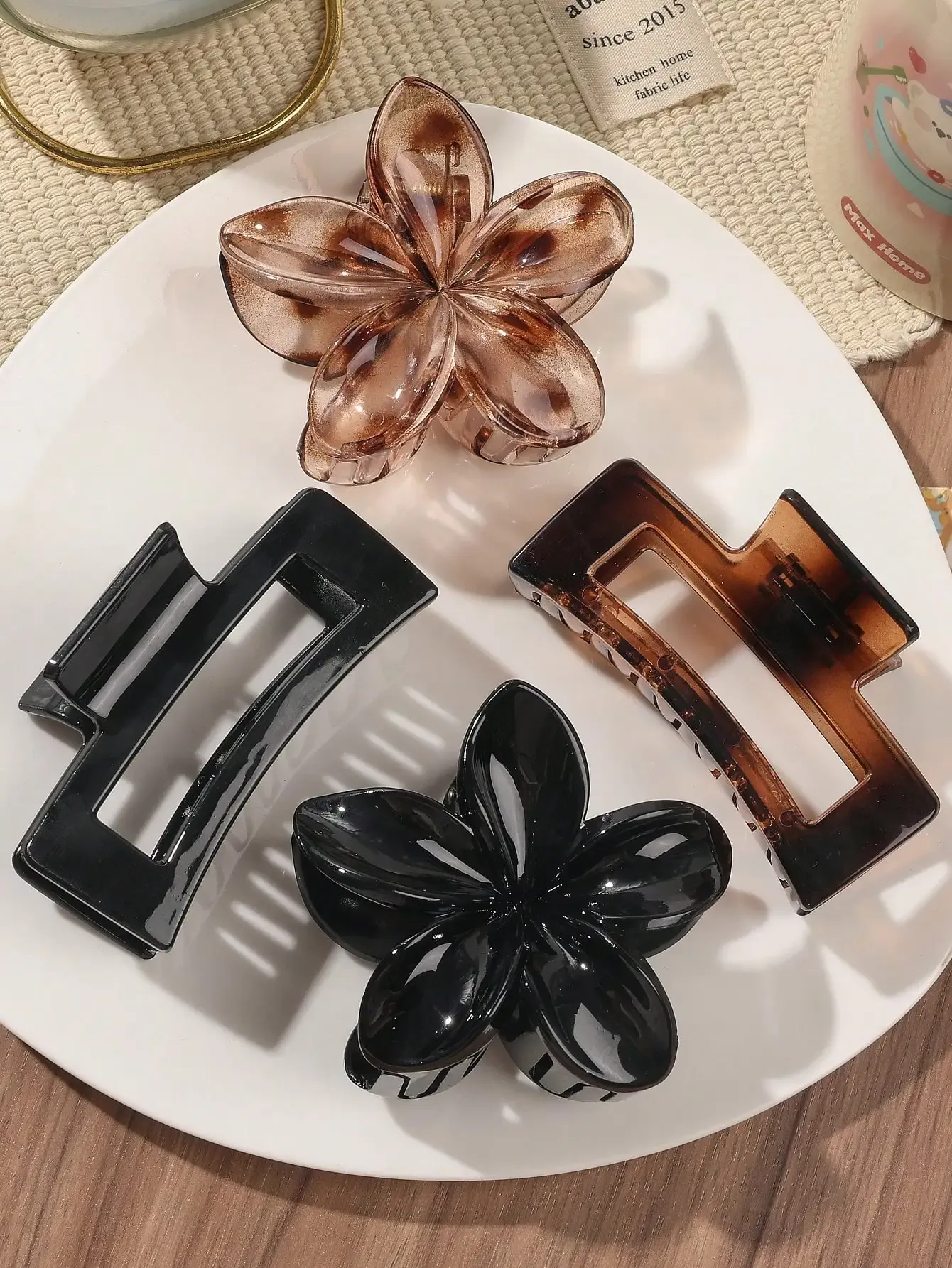 Pinces à cheveux à fleurs carrées pour femmes, lot de 4, automne-hiver, nœud bordeaux, accessoires à cheveux à la mode, épingle à cheveux 7