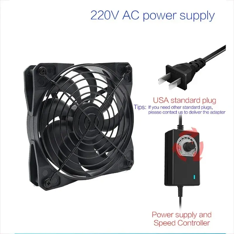 TEUCER Ventilateur de refroidissement 120 mm 3000 tr/min avec contrôleur 12 V/220 V pour machine minière BTC, châssis, poste de travail et armoire serveur 3