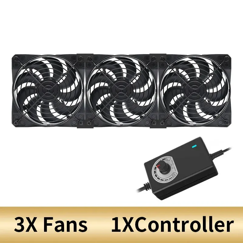 TEUCER Ventilateur de refroidissement 120 mm 3000 tr/min avec contrôleur 12 V/220 V pour machine minière BTC, châssis, poste de travail et armoire serveur 8