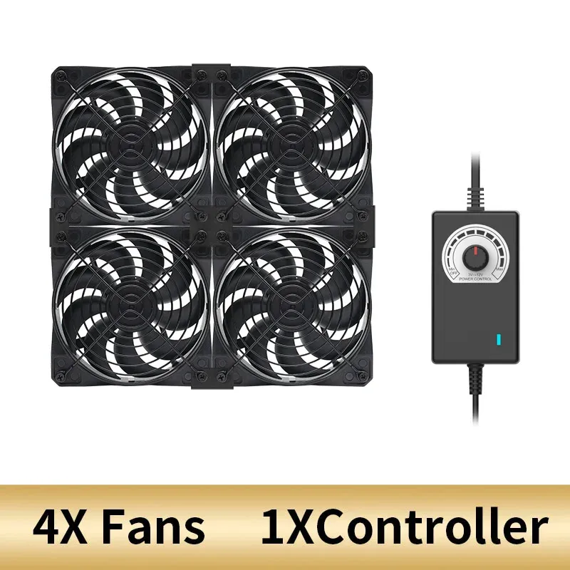 TEUCER Ventilateur de refroidissement 120 mm 3000 tr/min avec contrôleur 12 V/220 V pour machine minière BTC, châssis, poste de travail et armoire serveur 13