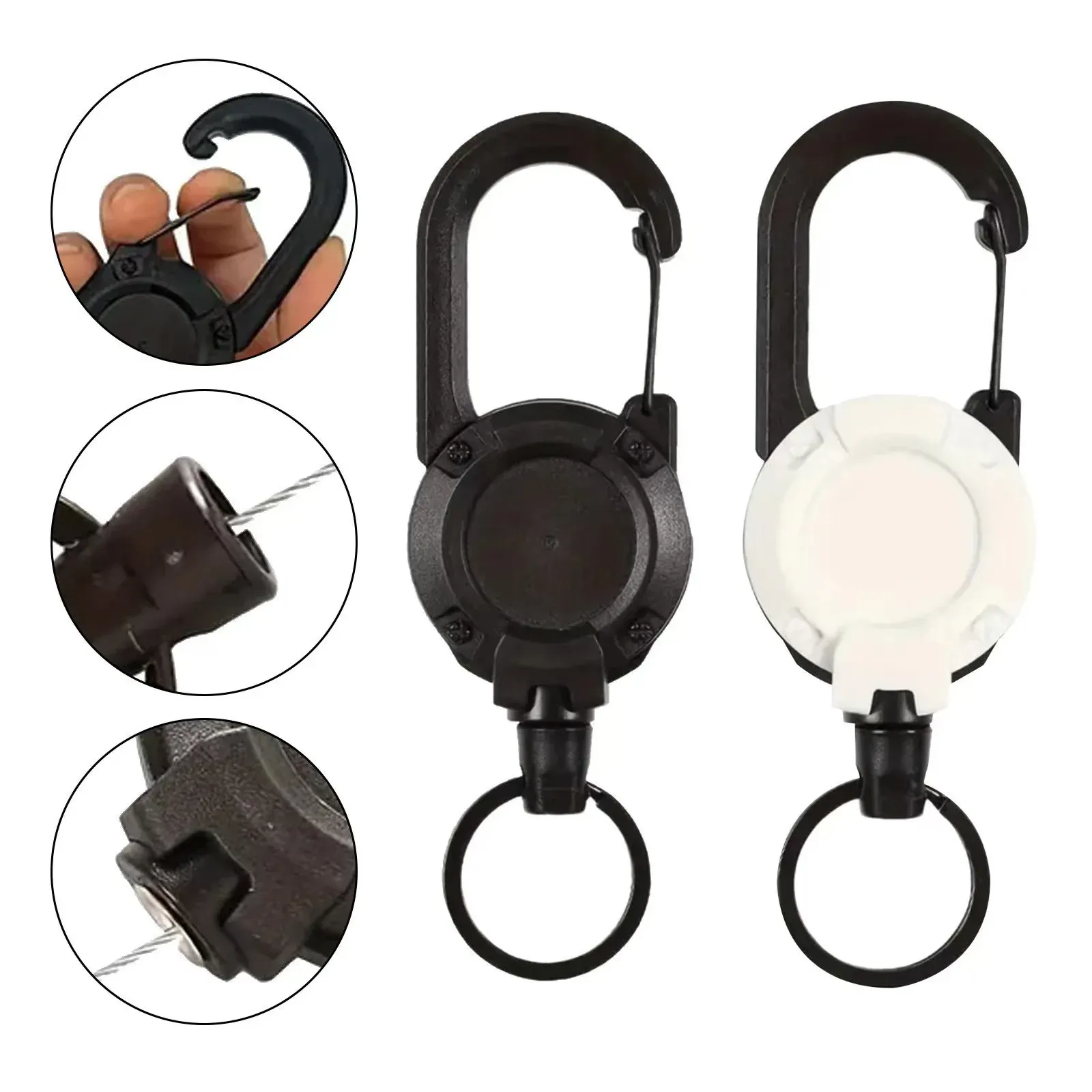 Porte-clés rétractable avec mousqueton robuste pour sacs de plein air 3