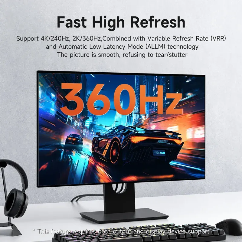 Hagibis Câble DisplayPort 8K, Haut Débit 1.4, Compatible 4K, 2K, 60 Hz, 120 Hz, 240 Hz et 360 Hz, Pour Jeux Vidéo, Moniteurs, Cartes Graphiques, PC et TV 3