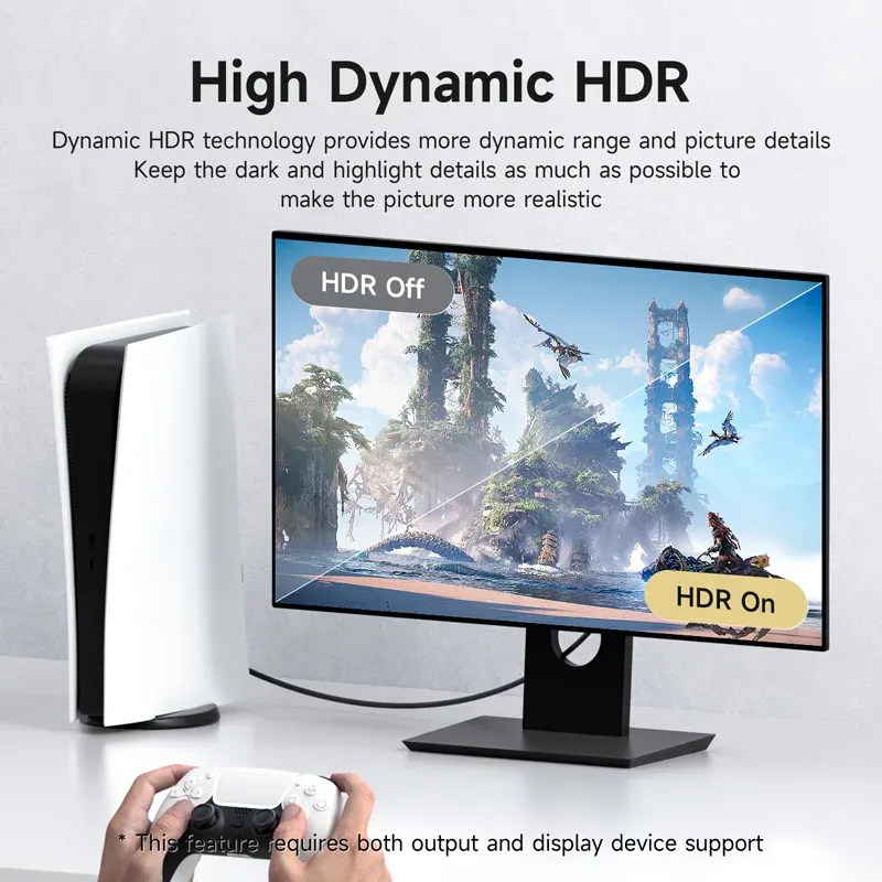 Hagibis Câble DisplayPort 8K, Haut Débit 1.4, Compatible 4K, 2K, 60 Hz, 120 Hz, 240 Hz et 360 Hz, Pour Jeux Vidéo, Moniteurs, Cartes Graphiques, PC et TV 5