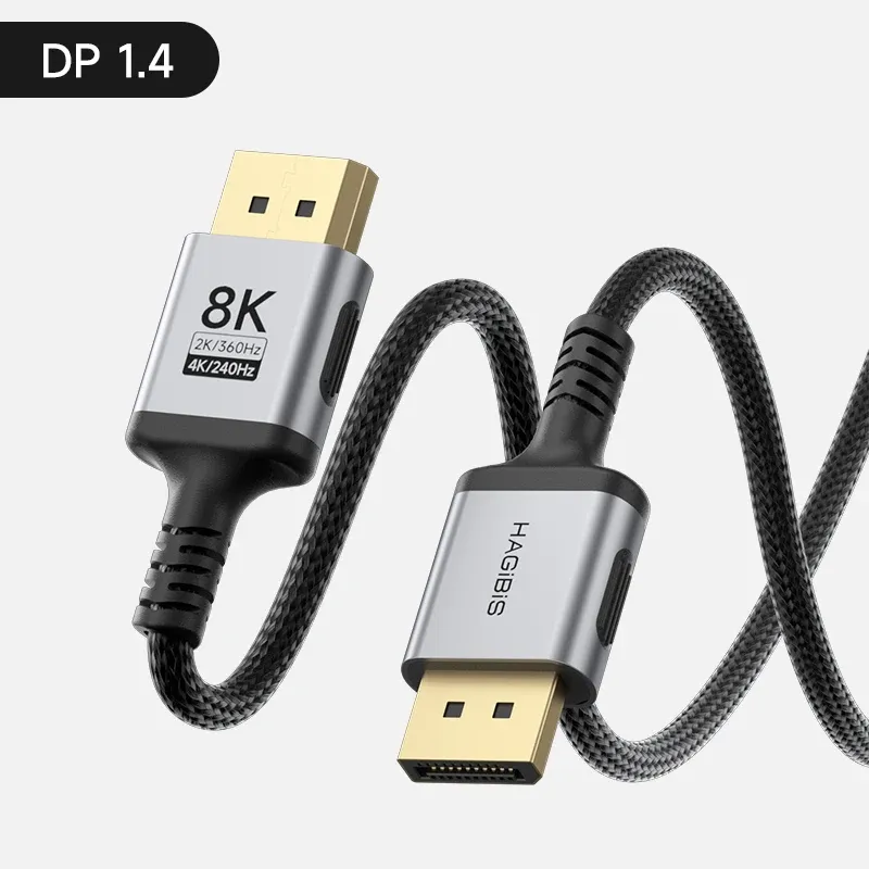 Hagibis Câble DisplayPort 8K, Haut Débit 1.4, Compatible 4K, 2K, 60 Hz, 120 Hz, 240 Hz et 360 Hz, Pour Jeux Vidéo, Moniteurs, Cartes Graphiques, PC et TV 7