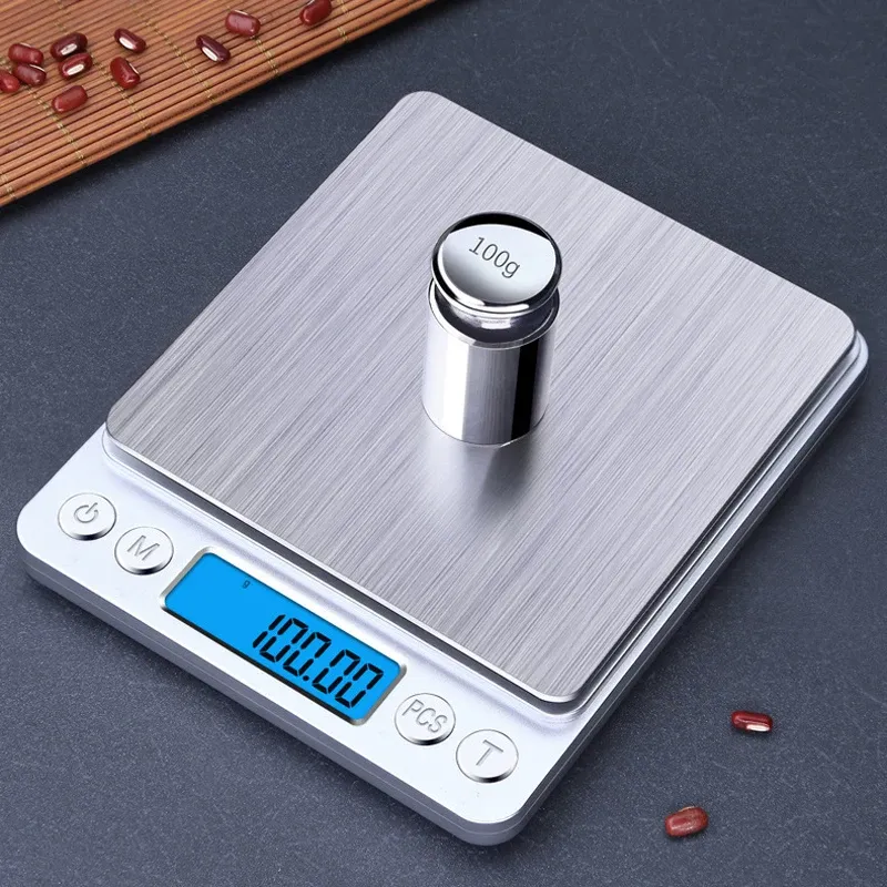 Balance de cuisine numérique 500 g / 0,01 g et 3000 g / 0,1 g, balance de précision avec écran LCD pour aliments, cuisine et laboratoire 3