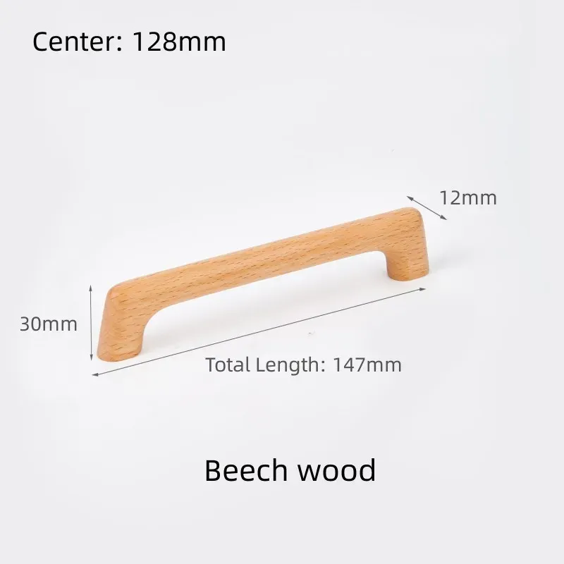 Poignées de meuble en bois massif de style européen pour armoires et tiroirs 8