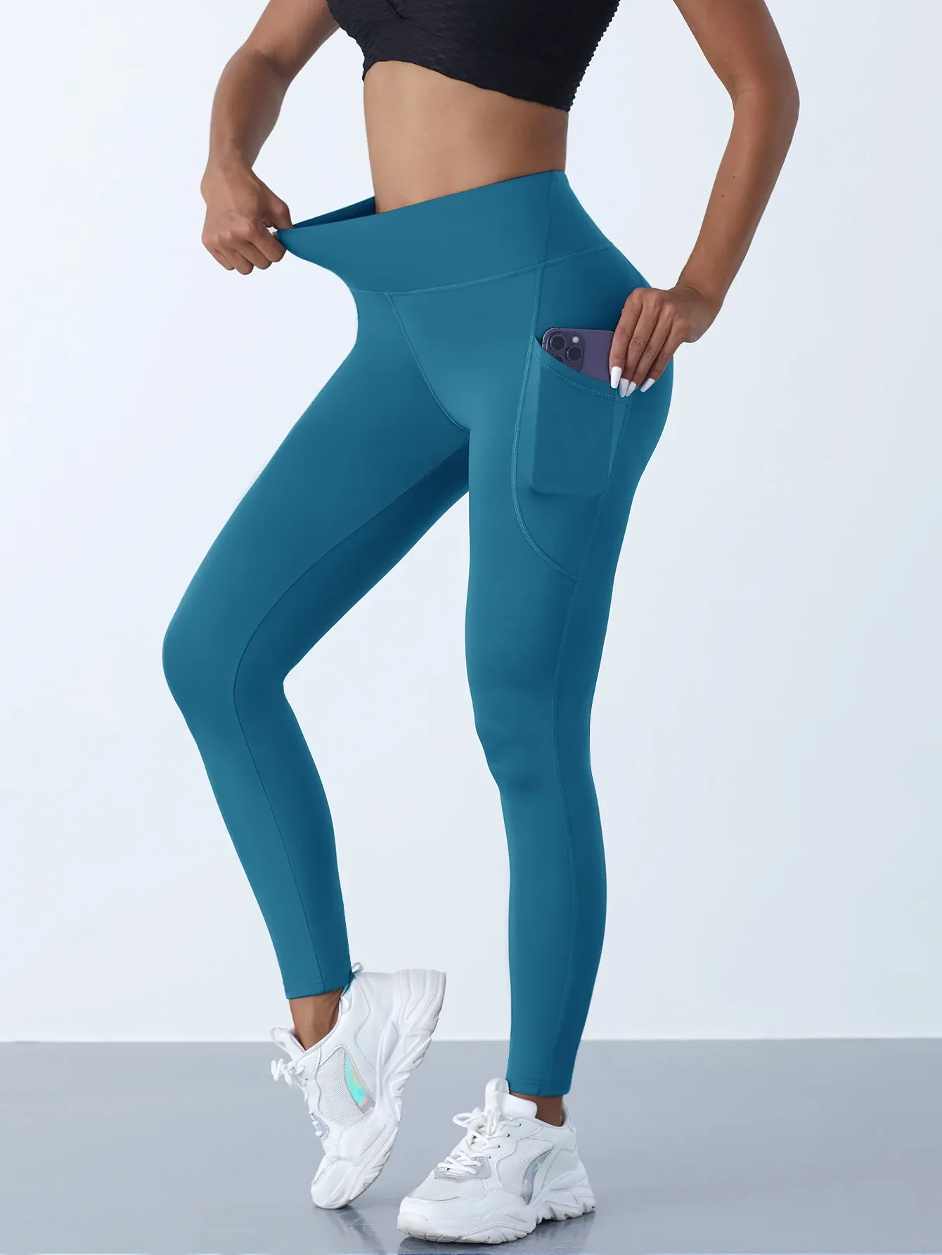 Legging taille haute pour femme avec poches, extensible, effet push-up, idéal yoga, fitness et course à pied 15