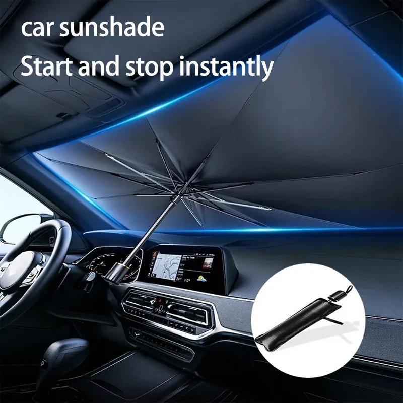 Pare-soleil portable pour pare-brise de voiture, bloqueur UV, isolant, protection solaire intérieure, solution de rangement pour pare-soleil de voiture