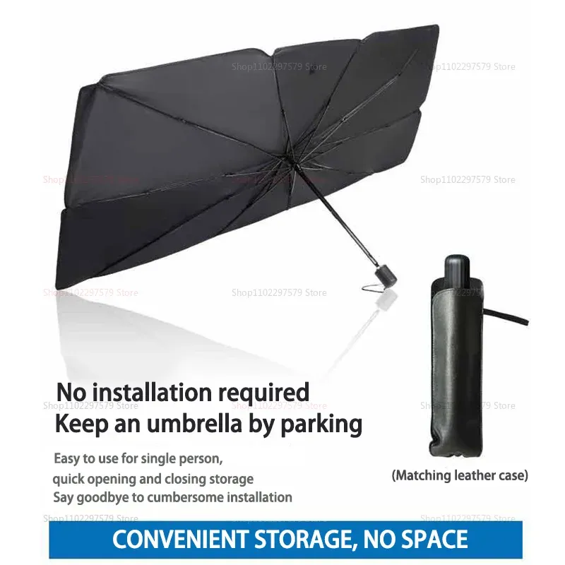 Pare-soleil portable pour pare-brise de voiture, bloqueur UV, isolant, protection solaire intérieure, solution de rangement pour pare-soleil de voiture 2