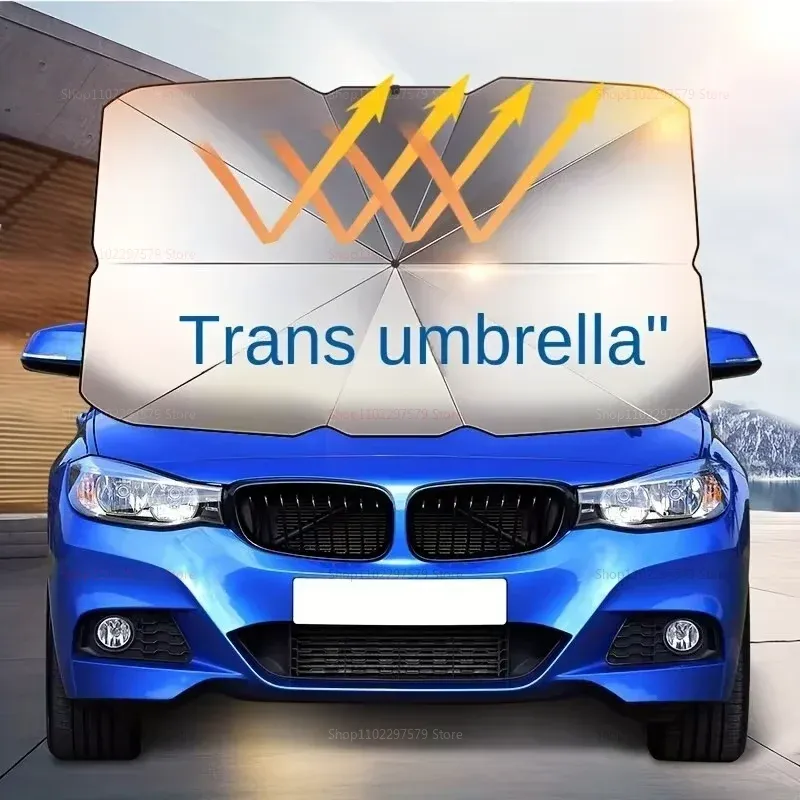 Pare-soleil portable pour pare-brise de voiture, bloqueur UV, isolant, protection solaire intérieure, solution de rangement pour pare-soleil de voiture 3