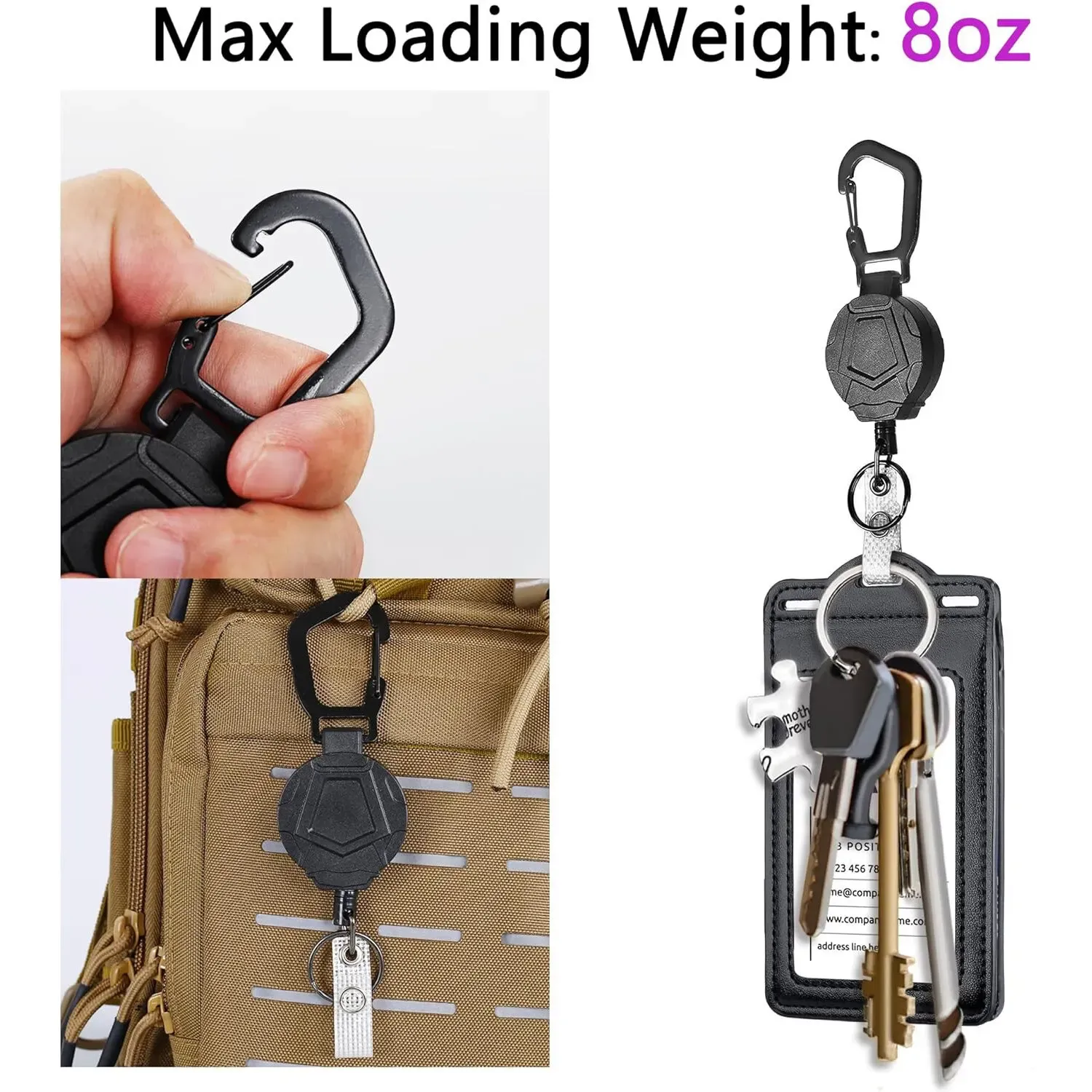 Porte-badge en cuir, mécanisme rétractable