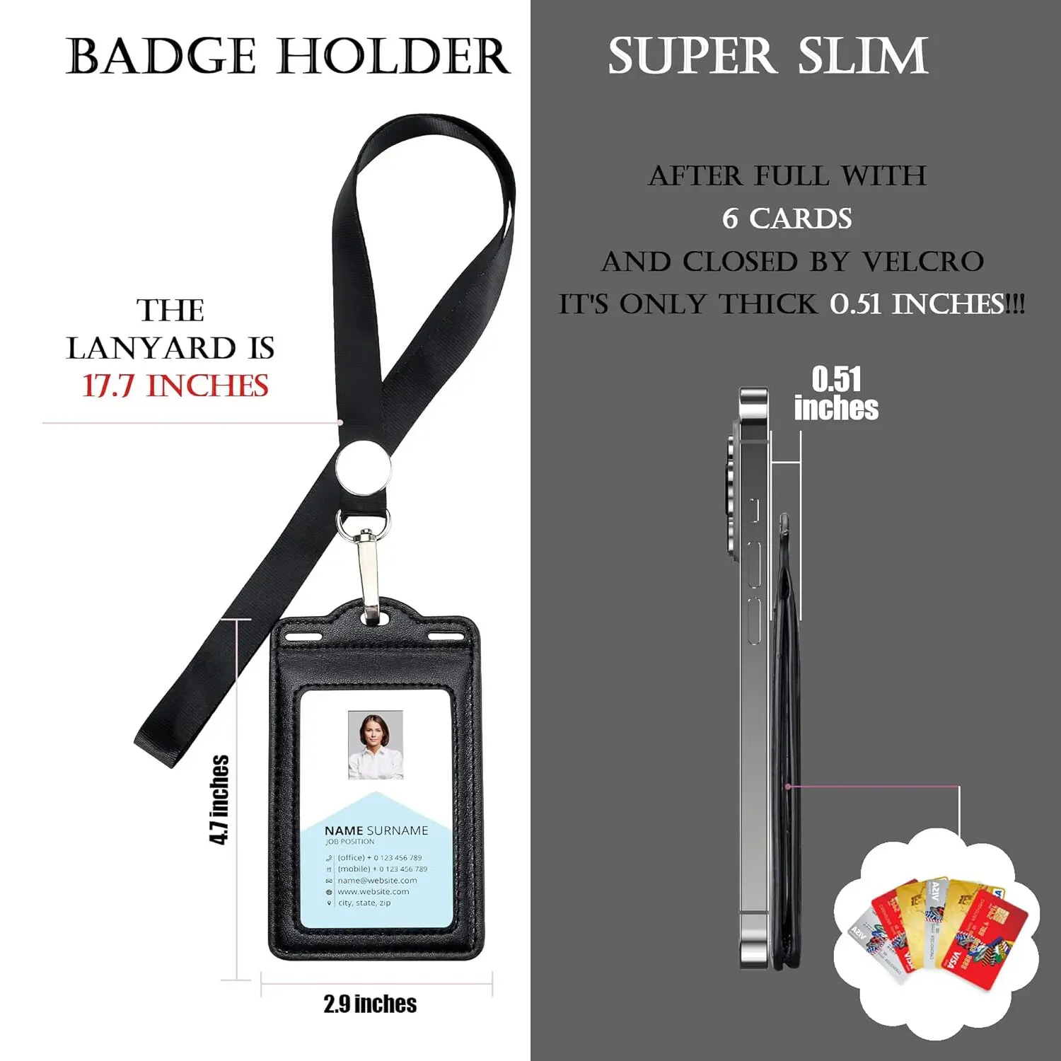 Porte-badge en cuir, en situation d'usage