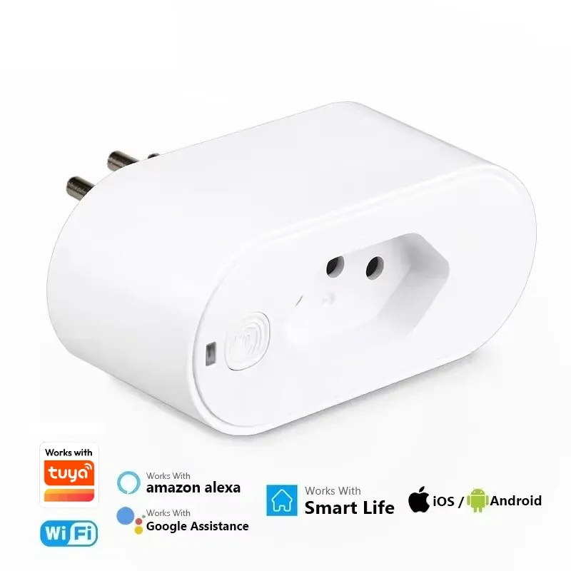 Prise intelligente Wi-Fi au standard brésilien 16 A/20 A, compatible Tuya, Google Home et Alexa, avec application de suivi de consommation et contrôle à distance