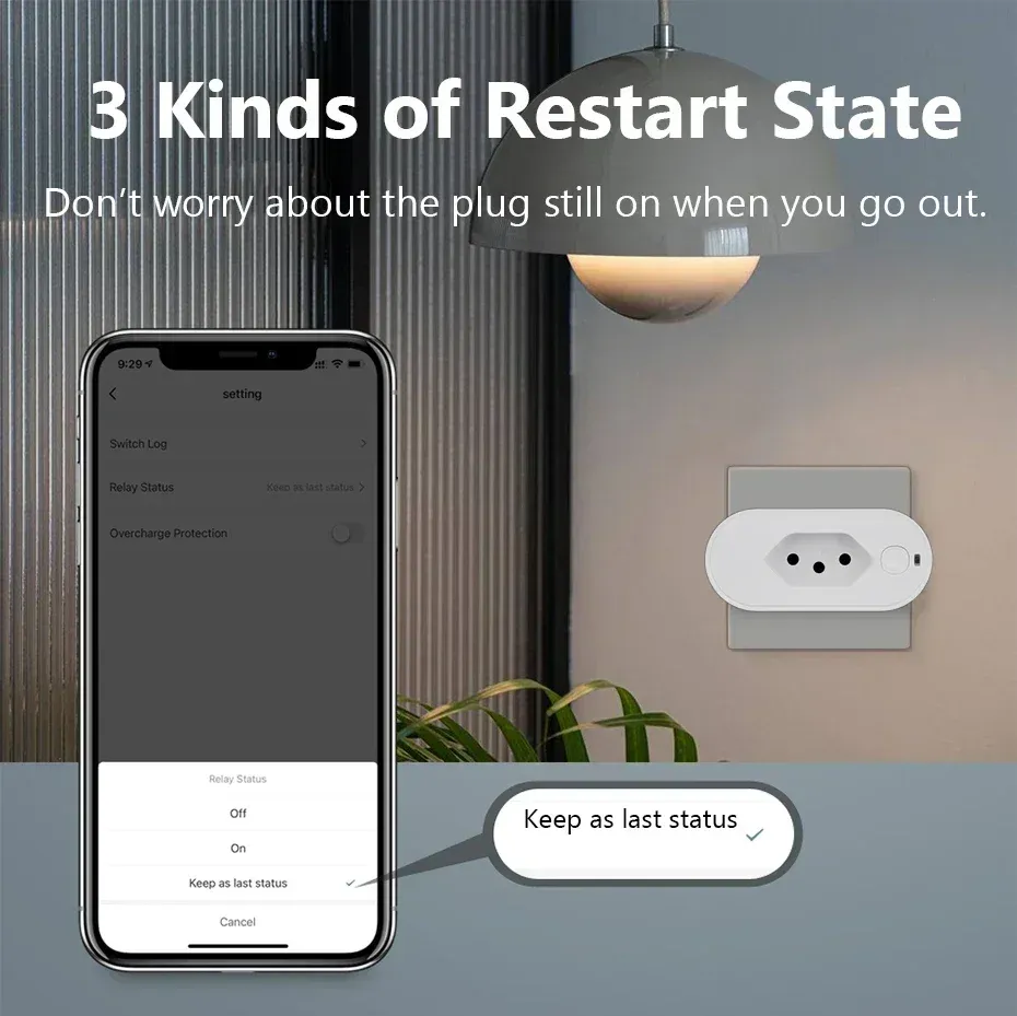 Prise intelligente Wi-Fi au standard brésilien 16 A/20 A, compatible Tuya, Google Home et Alexa, avec application de suivi de consommation et contrôle à distance 6