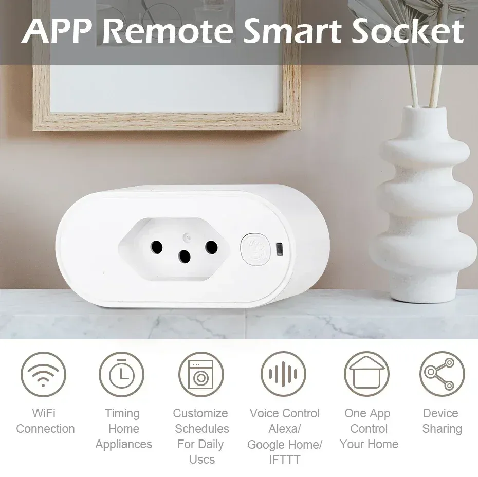 Prise intelligente Wi-Fi standard brésilien vue de face