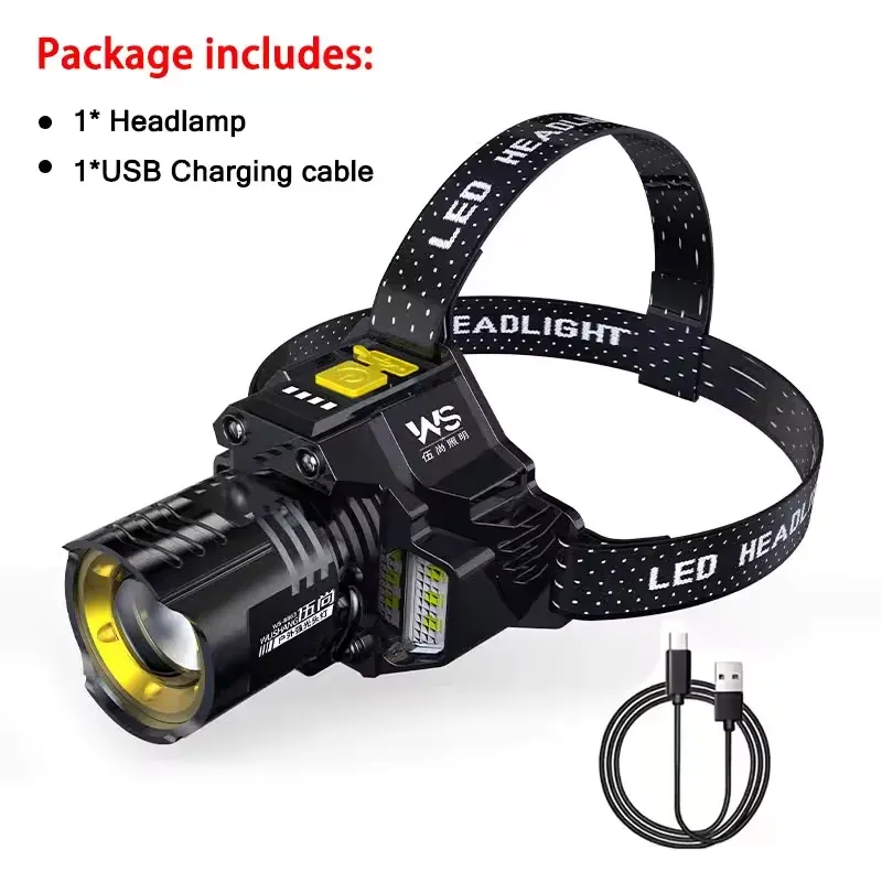 Lampe frontale LED rechargeable avec détecteur de mouvement, batterie 18650, COB haute puissance, idéale pour la pêche 8