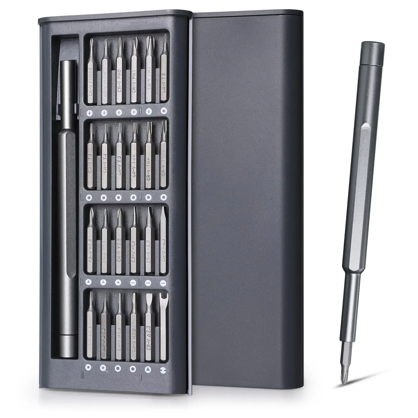 Jeu de tournevis de précision 25 en 1 à embouts Phillips, Torx, tête plate et hexagonaux, avec embout magnétique pour iPhone, PC, montres et lunettes d'appareil photo 7