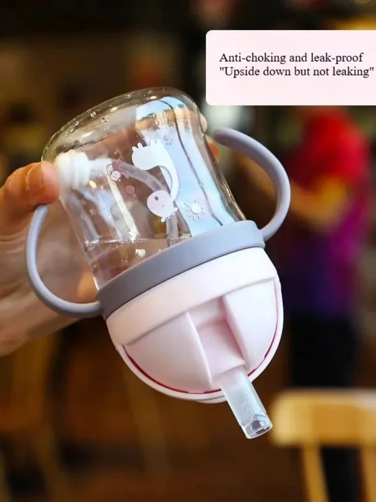 Tasse à paille de 250 ml, gourde dessin animé mignonne, gourde pour bébé, bouteille pour enfants, tasse d'apprentissage à motif animaux, gourde à paille pour garçons et filles - Image 1