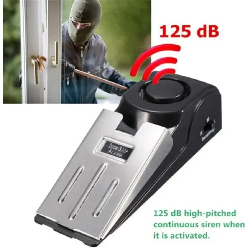 Cale-porte d'alarme antivol en forme de coin, système de verrouillage nocturne pour hôtel et domicile, 125 dB 3