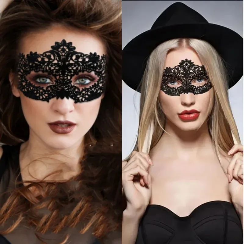 Masque vénitien noir sexy pour homme et femme, demi-masque de bal masqué pour couple, accessoire de cosplay pour Halloween et carnaval 3