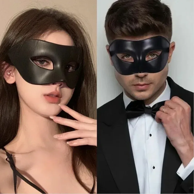 Masque vénitien noir sexy pour homme et femme, demi-masque de bal masqué pour couple, accessoire de cosplay pour Halloween et carnaval 4