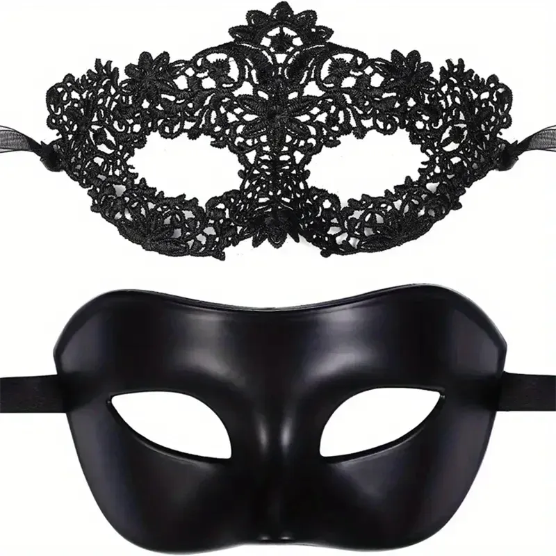 Masque vénitien noir sexy pour homme et femme, demi-masque de bal masqué pour couple, accessoire de cosplay pour Halloween et carnaval 7