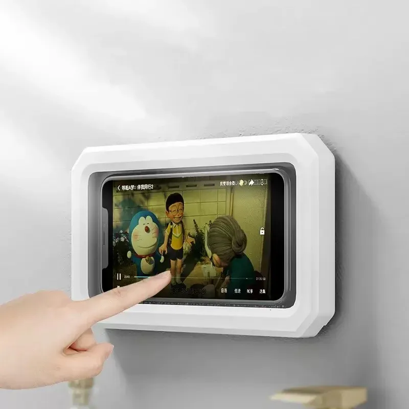 Support de téléphone étanche à ventouse pour douche, idéal pour salle de bain ou mur, avec écran tactile accessible et joint anti-vapeur, compatible avec les téléphones jusqu'à 6,7 pouces 1
