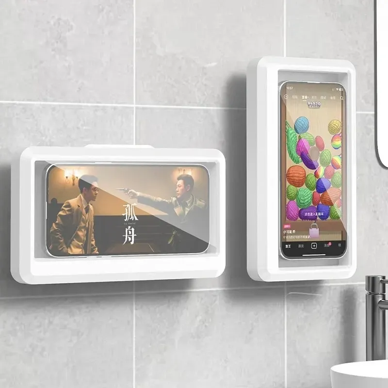 Support de téléphone étanche fixé à une paroi de douche