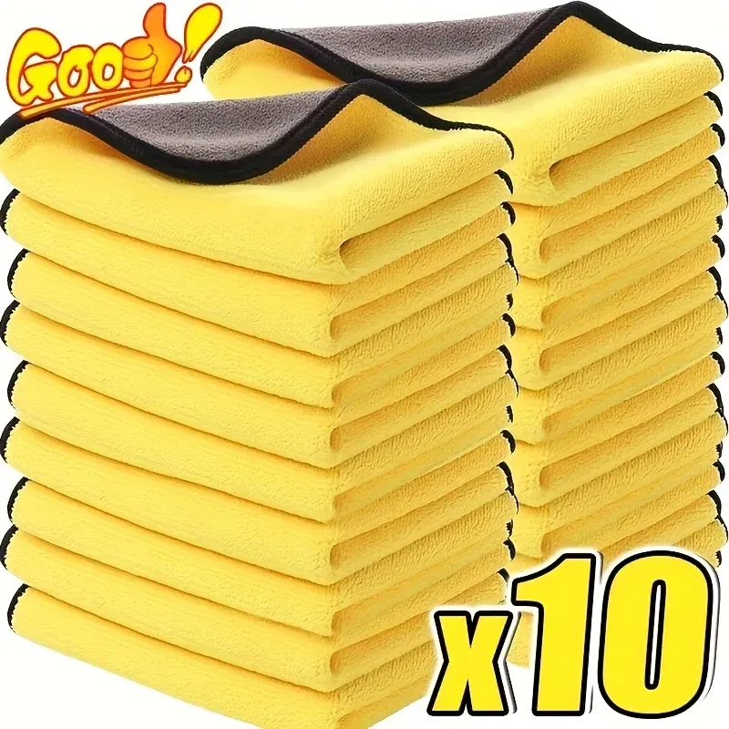 Serviette en microfibre pour lavage de voiture, 30 x 30 cm, lot de 3, 5 ou 10 pièces, chiffon de nettoyage et de séchage