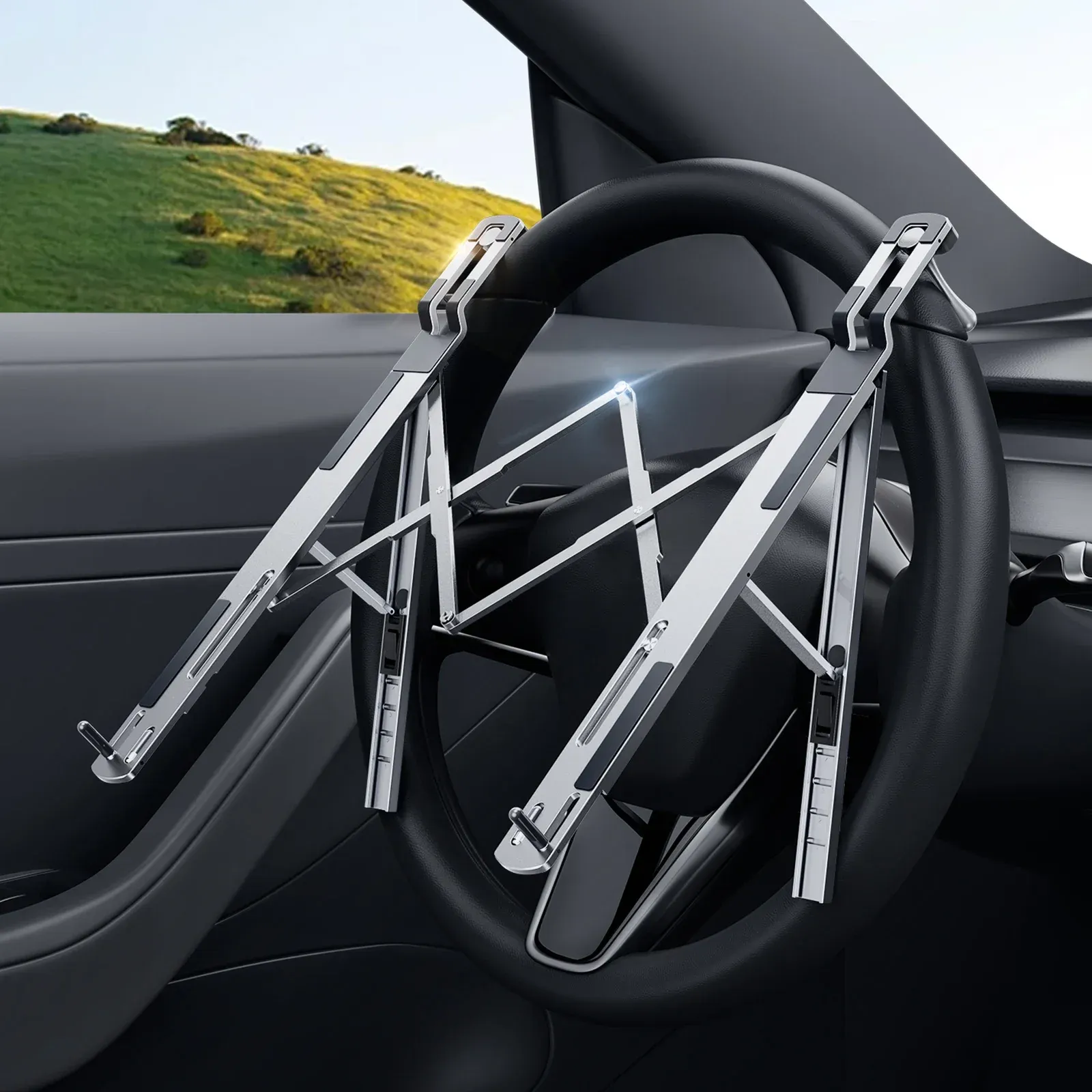 Support d'ordinateur portable pour volant de voiture en métal, Hipacool, réglable sur 5 niveaux, en alliage d'aluminium 8
