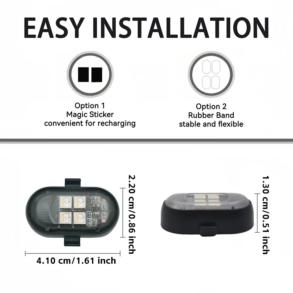 Lumières d'ambiance RGB pour intérieur de voiture avec télécommande sans fil, batterie grande capacité et LED plus lumineuses, charge rapide USB-C, multi-modes pour moto 5